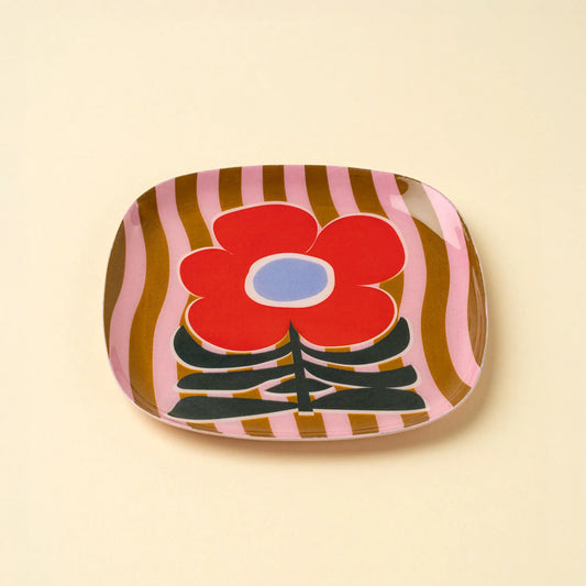 Poppy Pattern Enameled Dish