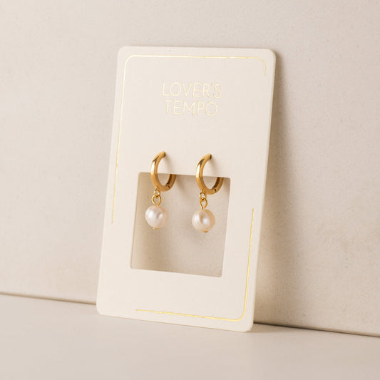 Amari Pearl Huggie Hoop Earrings