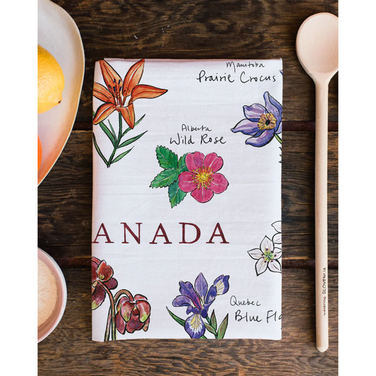 Floral Emblems - Canada Provincial Flowers Organic Tea Towel
