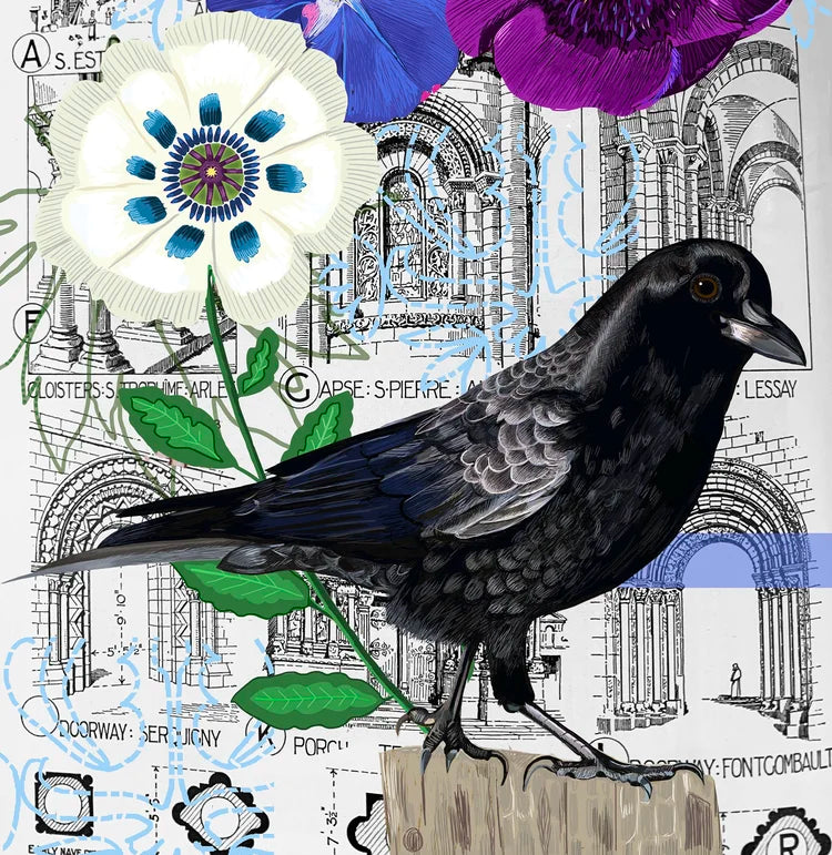 American Crow Collage Card