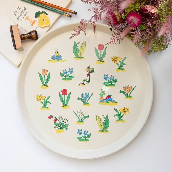 Richard Scarry Large Vintage Round Tray: Floral