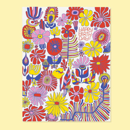 Trippy Floral Bday Card