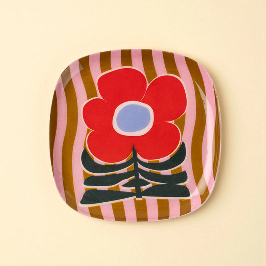 Poppy Pattern Enameled Dish
