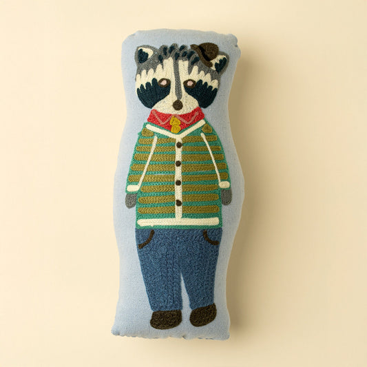 Embroidered Raccoon Cushion