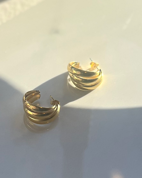 Vintage Brass Demi Hoops
