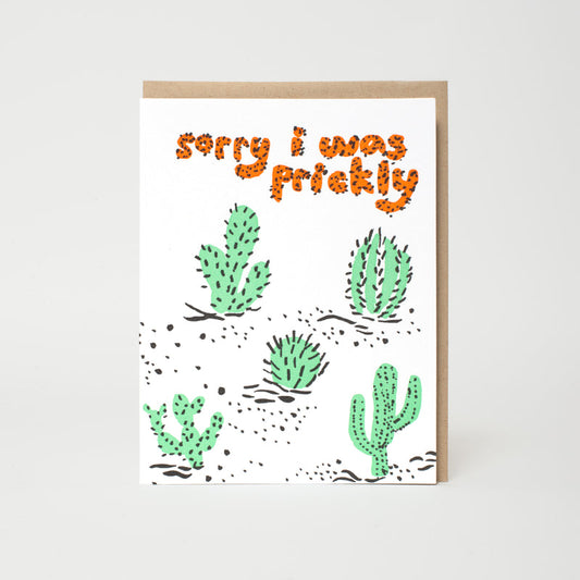 Cactus Sorry I Was Prickly Letterpress Card