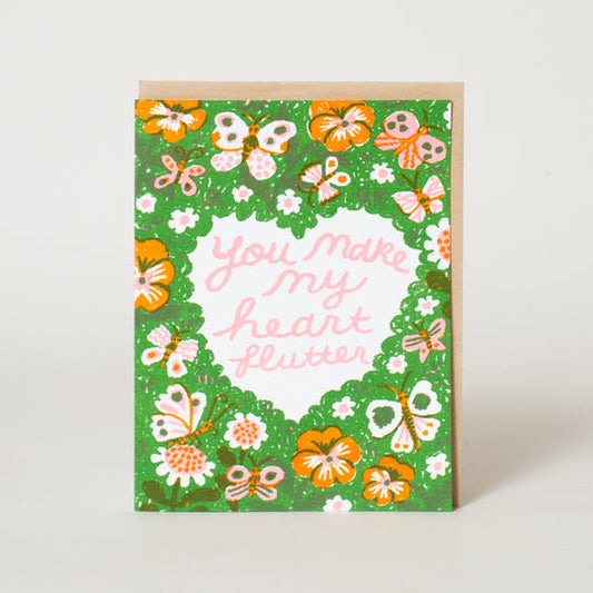 Heart Flutter Butterflies Letterpress Card