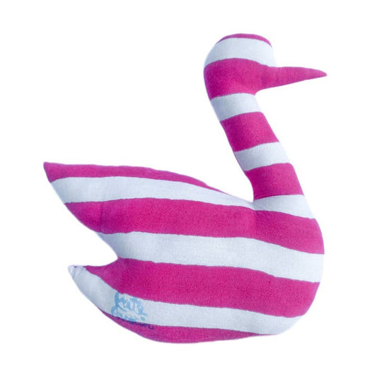 Swan Pillow in Pink White Stripe