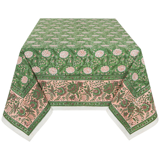 Peony Block Print Tablecloth