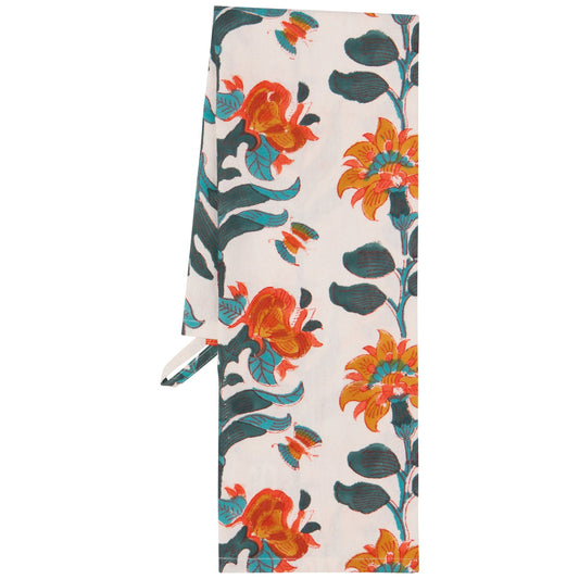 Marigold Block Print Tea Towel